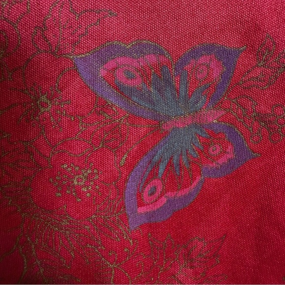 VTG 70s 80s Caribou Peasant Top Women’s Medium Maroon Butterflies Costume Prop‎ - Picture 12 of 14